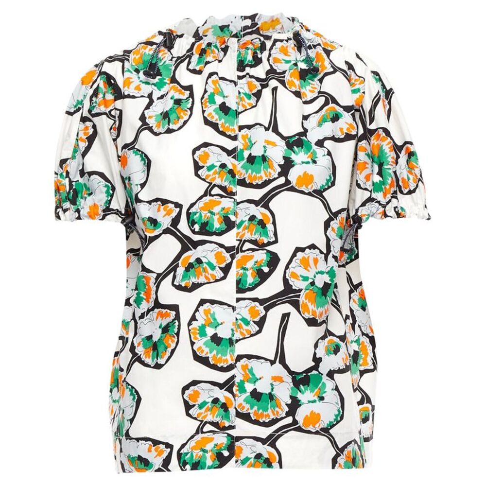 Marni Floral Print Drawstring Loop Toggle Shirt - image 1